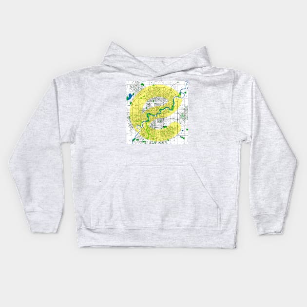 Edmonton Street, River and Park Map Kids Hoodie by Edmonton River